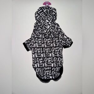 LOVE Black And White Stretch Hoodie Size XXL (For MEDIUM Sized Dogs)